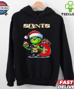 Grinch Santa Christmas gift for fan New Orleans Saints shirt