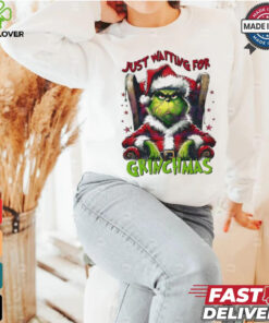 Grinch Santa Claus just waiting for Grinchmas Merry Christmas shirt