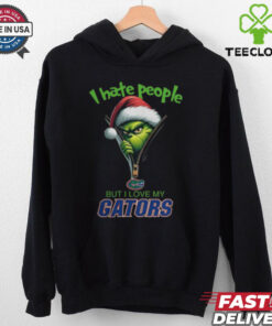 Grinch Santa Hat I Hate People But I Love Florida Gators Christmas Logo Shirt