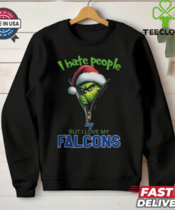 Grinch Santa Hat I Hate People But I Love My Air Force Falcons Christmas Logo Shirt