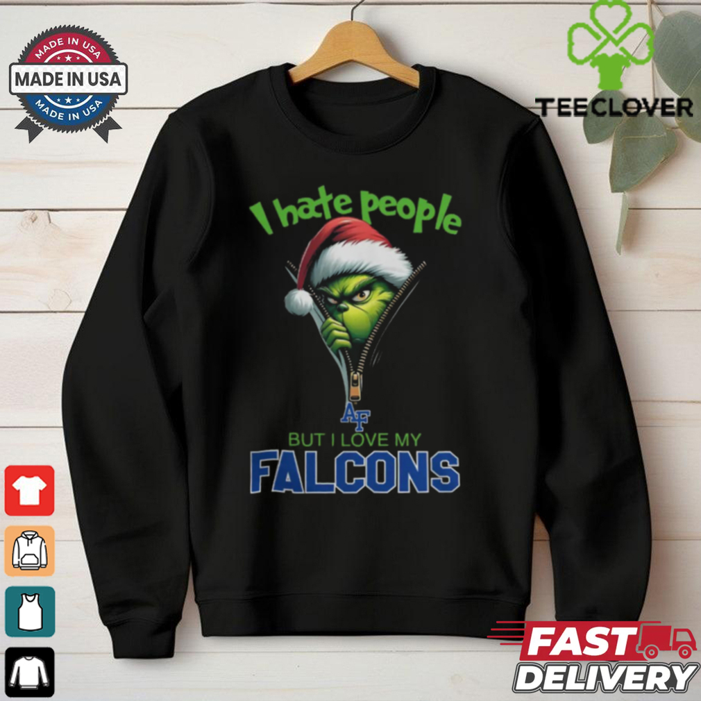 Grinch Santa Hat I Hate People But I Love My Air Force Falcons Christmas Logo Shirt Grinch Santa Hat I Hate People But I Love My Air Force Falcons Christmas Logo Shirt