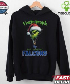 Grinch Santa Hat I Hate People But I Love My Air Force Falcons Christmas Logo Shirt