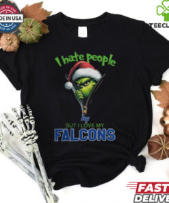 Grinch Santa Hat I Hate People But I Love My Air Force Falcons Christmas Logo Shirt