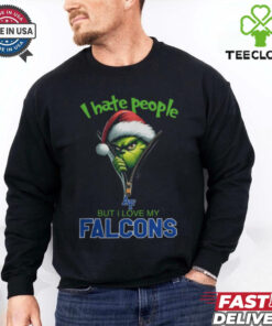 Grinch Santa Hat I Hate People But I Love My Air Force Falcons Christmas Logo Shirt