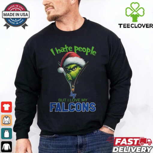 Grinch Santa Hat I Hate People But I Love My Air Force Falcons Christmas Logo Shirt
