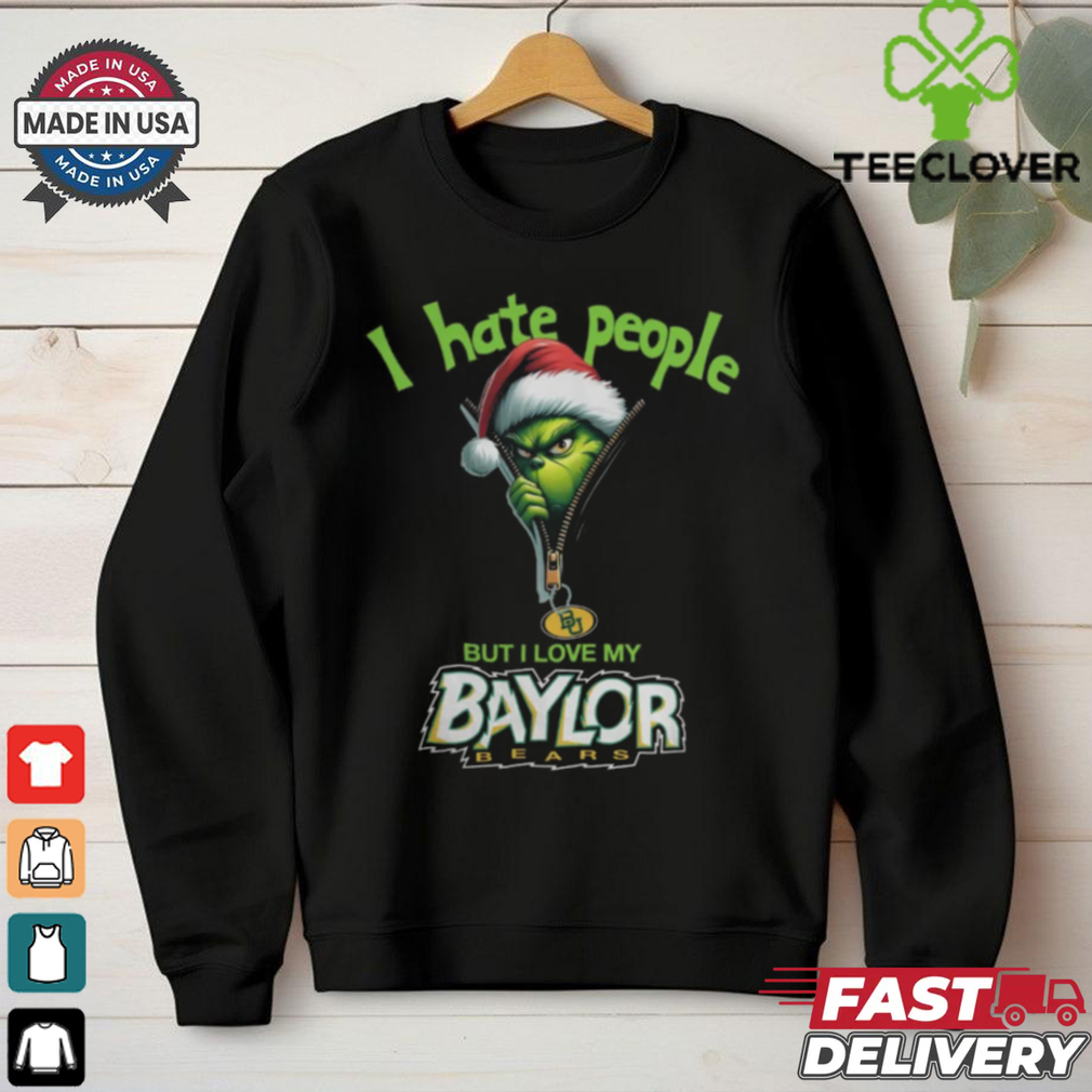 Grinch Santa Hat I Hate People But I Love My Baylor Bears Christmas Logo Shirt Grinch Santa Hat I Hate People But I Love My Baylor Bears Christmas Logo Shirt