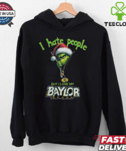 Grinch Santa Hat I Hate People But I Love My Baylor Bears Christmas Logo Shirt