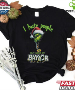 Grinch Santa Hat I Hate People But I Love My Baylor Bears Christmas Logo Shirt