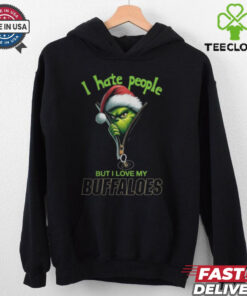 Grinch Santa Hat I Hate People But I Love My Colorado Buffaloes Christmas Logo Shirt