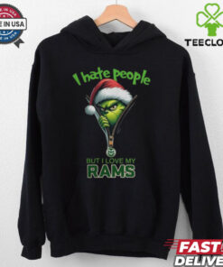 Grinch Santa Hat I Hate People But I Love My Colorado State Rams Christmas Logo Shirt