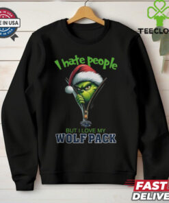 Grinch Santa Hat I Hate People But I Love My Nevada Wolf Pack Christmas Logo Shirt