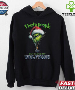 Grinch Santa Hat I Hate People But I Love My Nevada Wolf Pack Christmas Logo Shirt