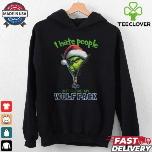 Grinch Santa Hat I Hate People But I Love My Nevada Wolf Pack Christmas Logo Shirt