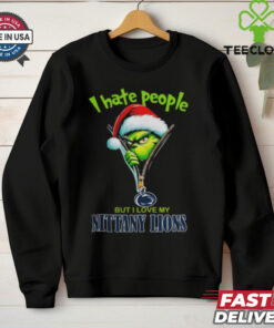 Grinch Santa Hat I Hate People But I Love My Penn State Nittany Lions Christmas Logo Shirt