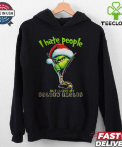 Grinch Santa Hat I Hate People But I Love My Southern Miss Golden Eagles Christmas Logo Shirt