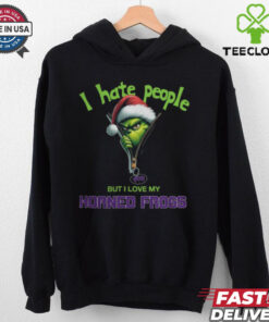 Grinch Santa Hat I Hate People But I Love My TCU Horned Frogs Christmas Logo Shirt