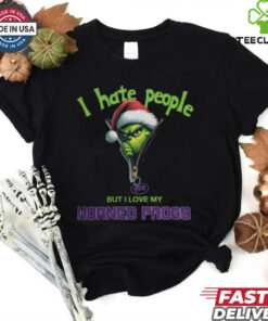 Grinch Santa Hat I Hate People But I Love My TCU Horned Frogs Christmas Logo Shirt
