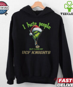 Grinch Santa Hat I Hate People But I Love My UCF Knights Christmas Logo Shirt