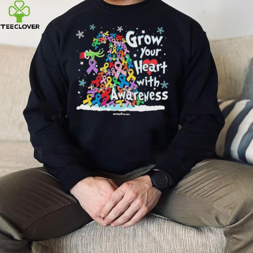 Grinch Santa Hug Cancer Grow Your Heart With Awareness Tree Merry Christmas Shirt Grinch Santa Hug Cancer Grow Your Heart With Awareness Tree Merry Christmas Shirt