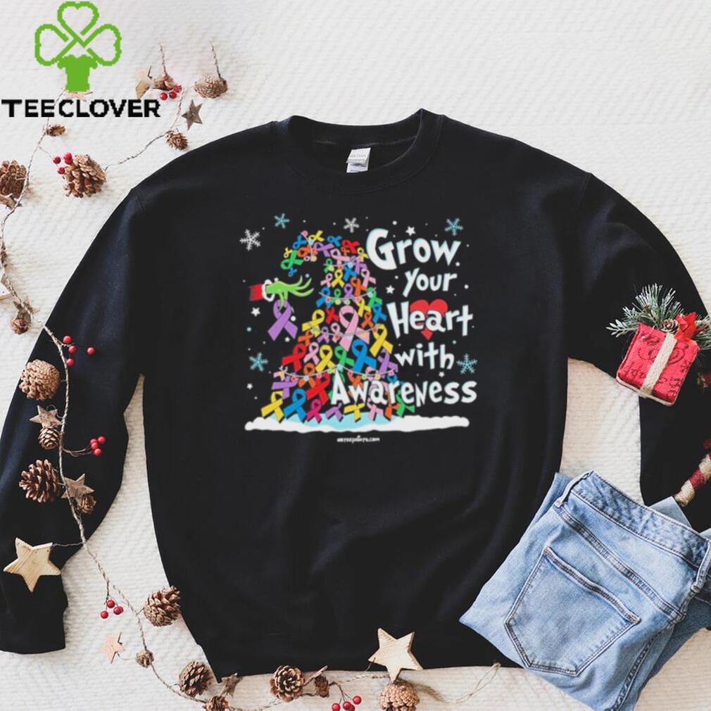 Grinch Santa Hug Cancer Grow Your Heart With Awareness Tree Merry Christmas Shirt Grinch Santa Hug Cancer Grow Your Heart With Awareness Tree Merry Christmas Shirt