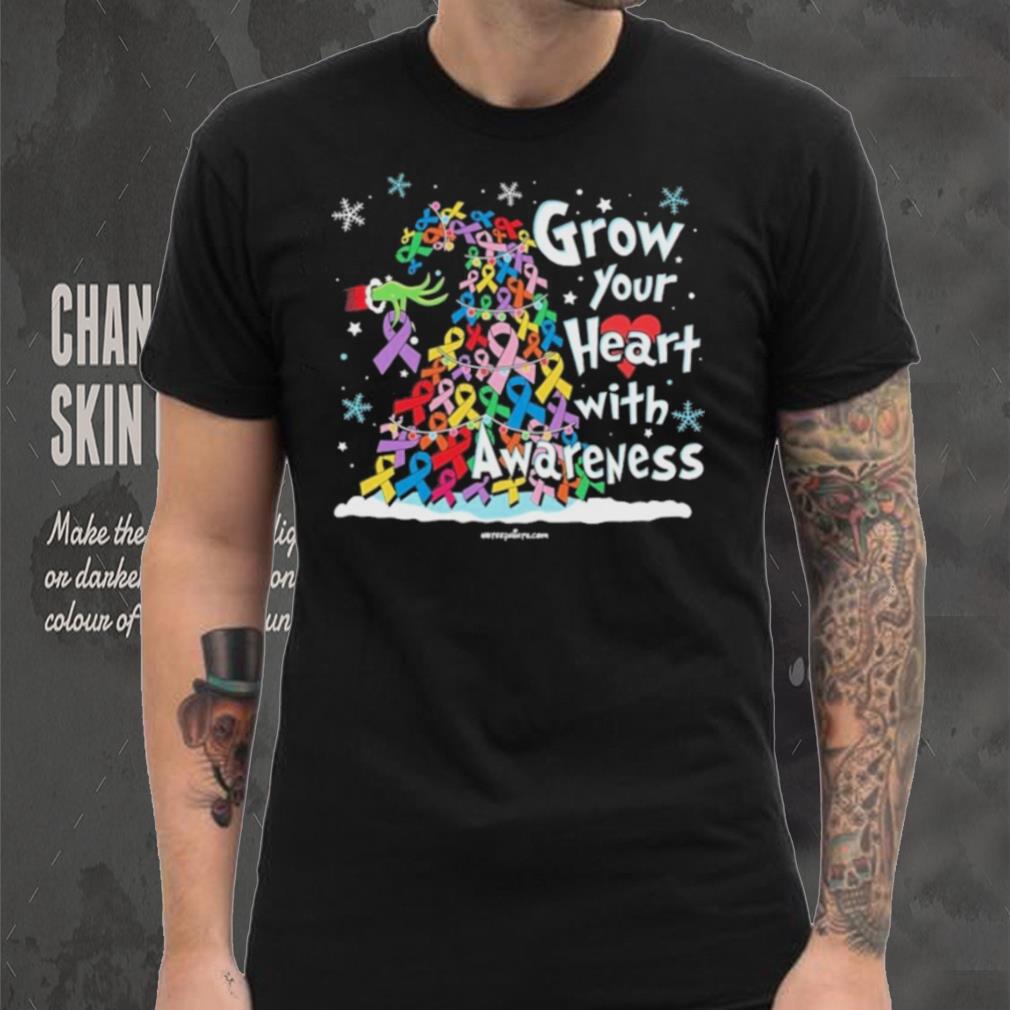 Grinch Santa Hug Cancer Grow Your Heart With Awareness Tree Merry Christmas Shirt Grinch Santa Hug Cancer Grow Your Heart With Awareness Tree Merry Christmas Shirt