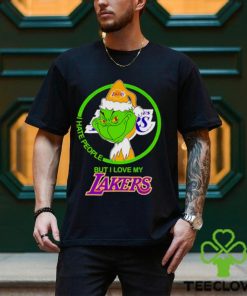 Grinch Santa I hate people but I love my Los Angeles Lakers shirt