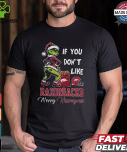 Grinch Santa If You Don’T Like Arkansas Razorbacks Merry Kissmyass 2024 Shirt