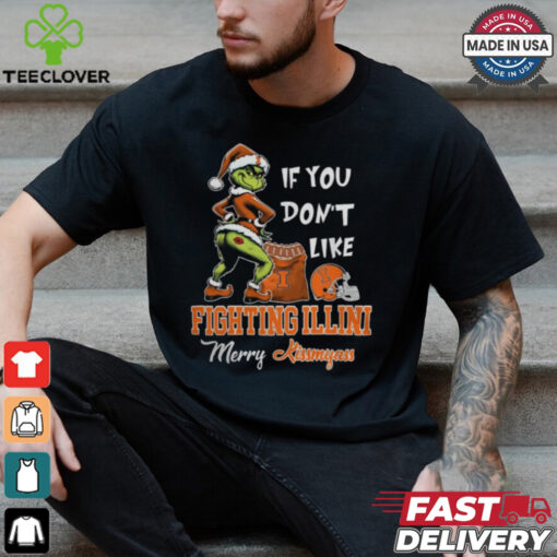 Grinch Santa If You Don’T Like Illinois Fighting Illini Merry Kissmyass 2024 Shirt