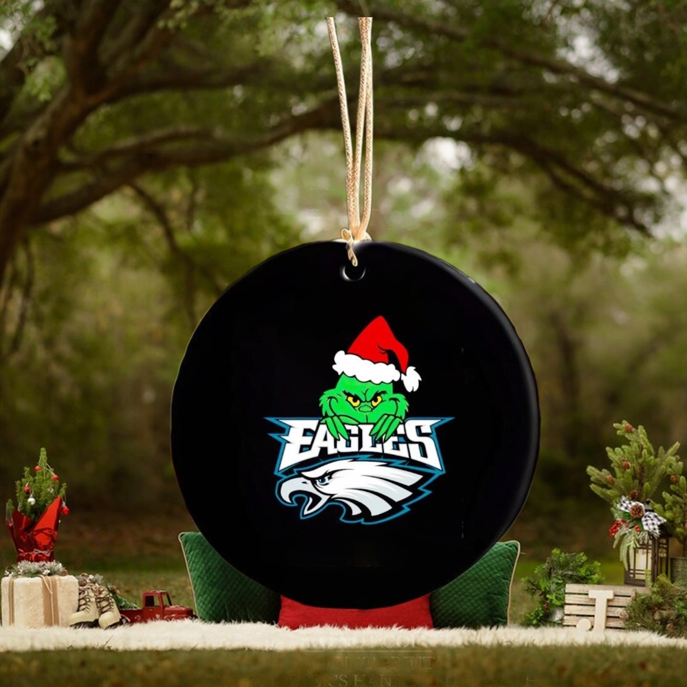 Grinch Santa Philadelphia Eagles Christmas love Eagles logo ornament Grinch Santa Philadelphia Eagles Christmas love Eagles logo ornament