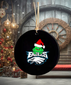 Grinch Santa Philadelphia Eagles Christmas love Eagles logo ornament