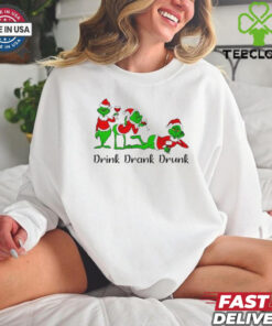 Grinch Santa drink drank drunk Christmas shirt