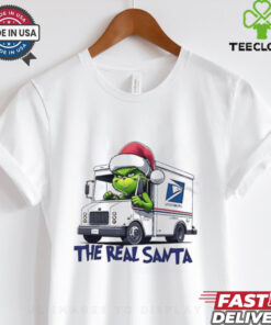 Grinch Santa driving USPS truck the real Santa shirt