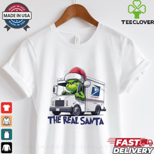 Grinch Santa driving USPS truck the real Santa shirt