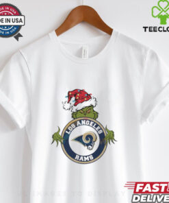 Grinch Santa hat Los Angeles Rams Football NFL logo shirt