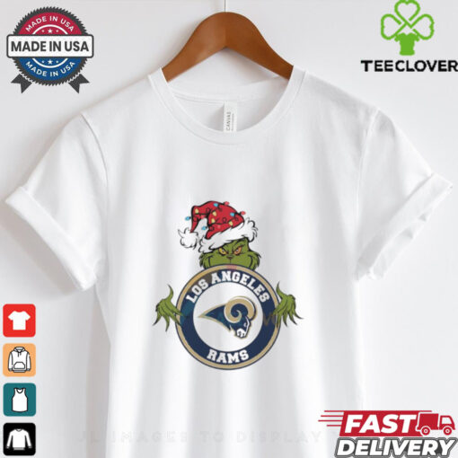 Grinch Santa hat Los Angeles Rams Football NFL logo shirt