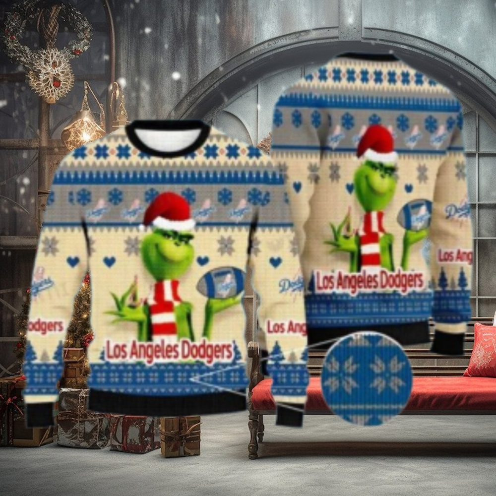 Grinch Themed Los Angeles Dodgers Ugly Xmas Sweater Grinch Themed Los Angeles Dodgers Ugly Xmas Sweater
