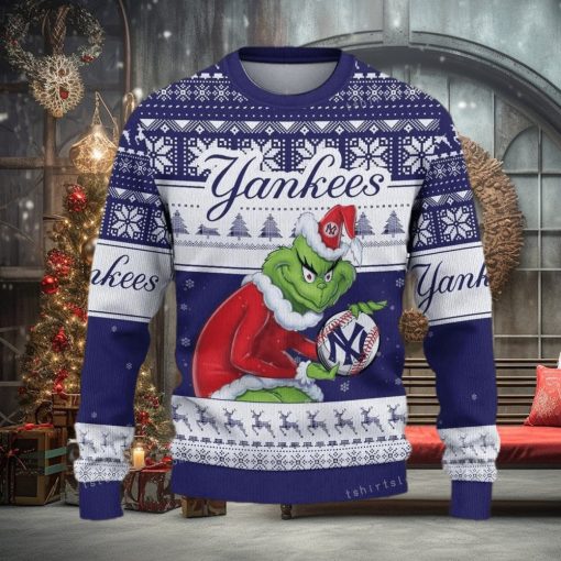 Grinch York Yankees Blue Christmas Ugly Sweater Party