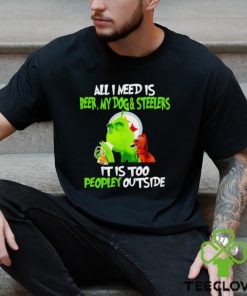 Grinch all I need is beer my dogs Pittsburgh Steelers it is too peopley outside shirt 2 Grinch all I need is beer my dogs Pittsburgh Steelers it is too peopley outside shirt