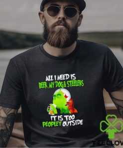 Grinch all I need is beer my dogs Pittsburgh Steelers it is too peopley outside shirt 3 Grinch all I need is beer my dogs Pittsburgh Steelers it is too peopley outside shirt