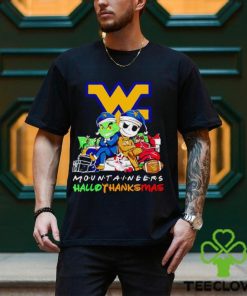 Grinch and Jack Skellington friends Mountaineers HalloThanksMas shirt 1 Grinch and Jack Skellington friends Mountaineers HalloThanksMas shirt