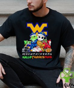 Grinch and Jack Skellington friends Mountaineers HalloThanksMas shirt 2 Grinch and Jack Skellington friends Mountaineers HalloThanksMas shirt