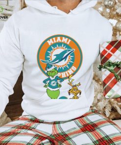 Grinch and Max dog NFL Miami Dolphins football helmet logo hoodie, sweater, longsleeve, shirt v-neck, t-shirt