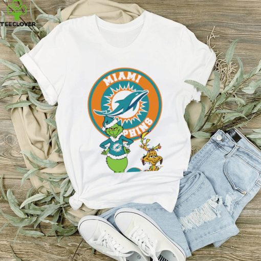 Grinch and Max dog NFL Miami Dolphins football helmet logo hoodie, sweater, longsleeve, shirt v-neck, t-shirt