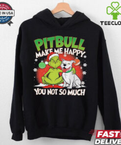 Grinch and pitbull make me happy you not so much Christmas shirt