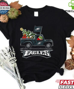 Grinch driving Christmas truck Philadelphia Eagles shirt