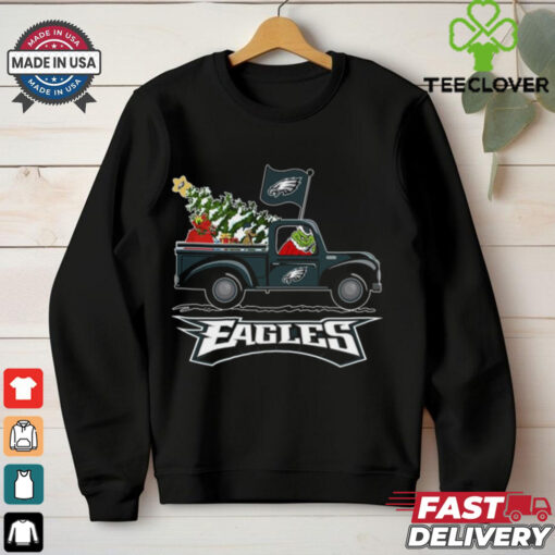 Grinch driving Christmas truck Philadelphia Eagles shirt