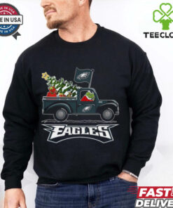 Grinch driving Christmas truck Philadelphia Eagles shirt