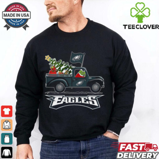 Grinch driving Christmas truck Philadelphia Eagles shirt