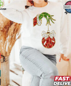Grinch hand Coquette glitter Christmas shirt
