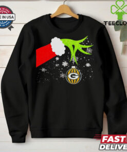 Grinch hand holding ornament Packers football Christmas hoodie, sweater, longsleeve, shirt v-neck, t-shirt